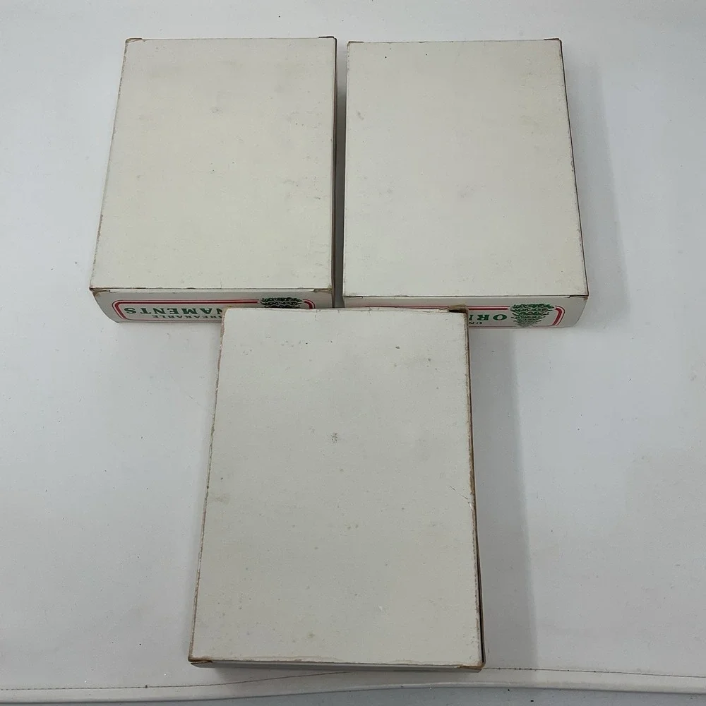 VTG‎ Essex Franke Gold Satin Unbreakable Christmas Ornaments 3 Boxes 12 Each USA